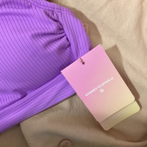 NWT Stoney Clover Lane purple Ribbed Bikini top - Picture 3 of 3